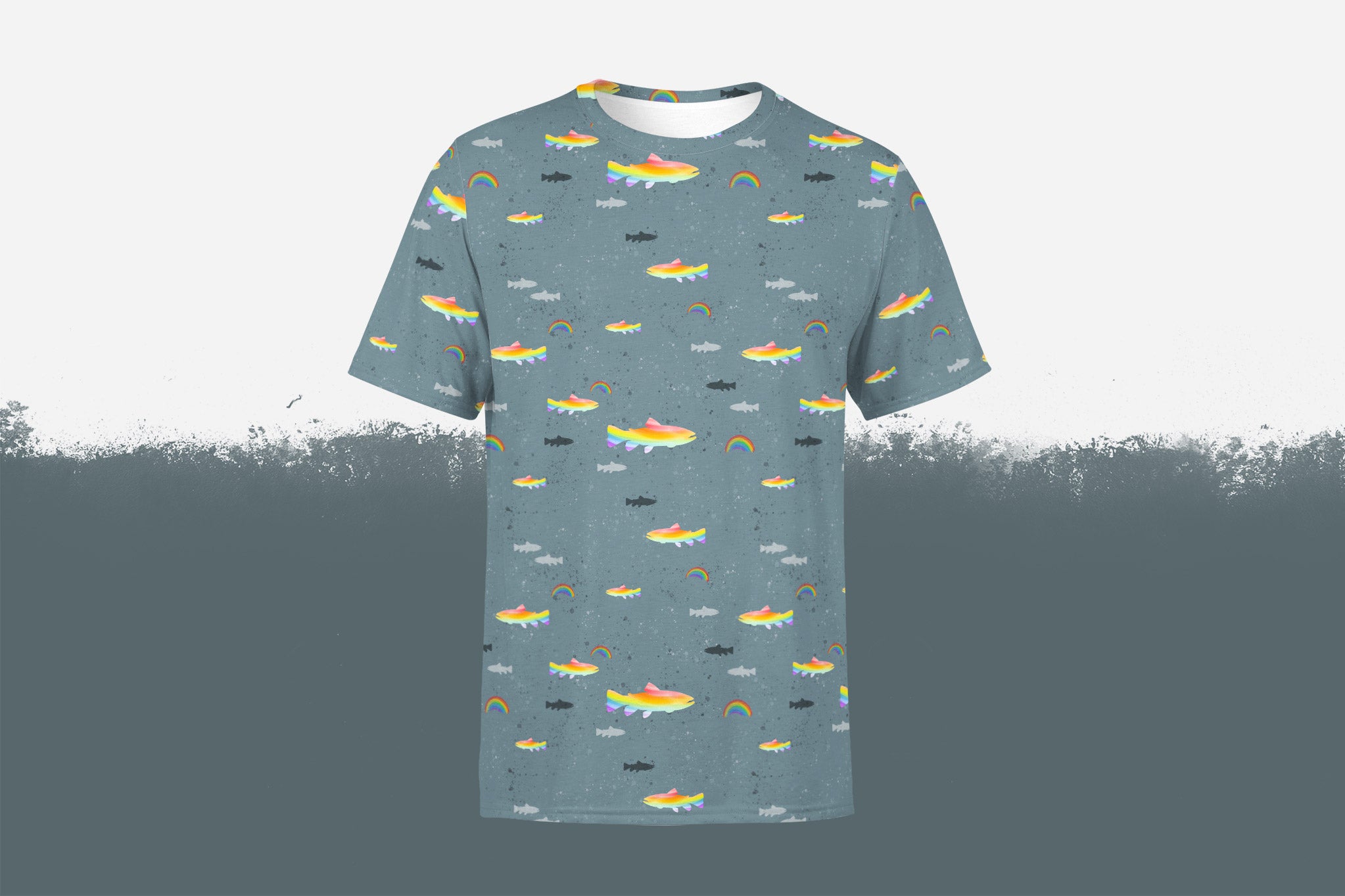Shirt Unisex "Regenbogenforelle" bachblau Fischis