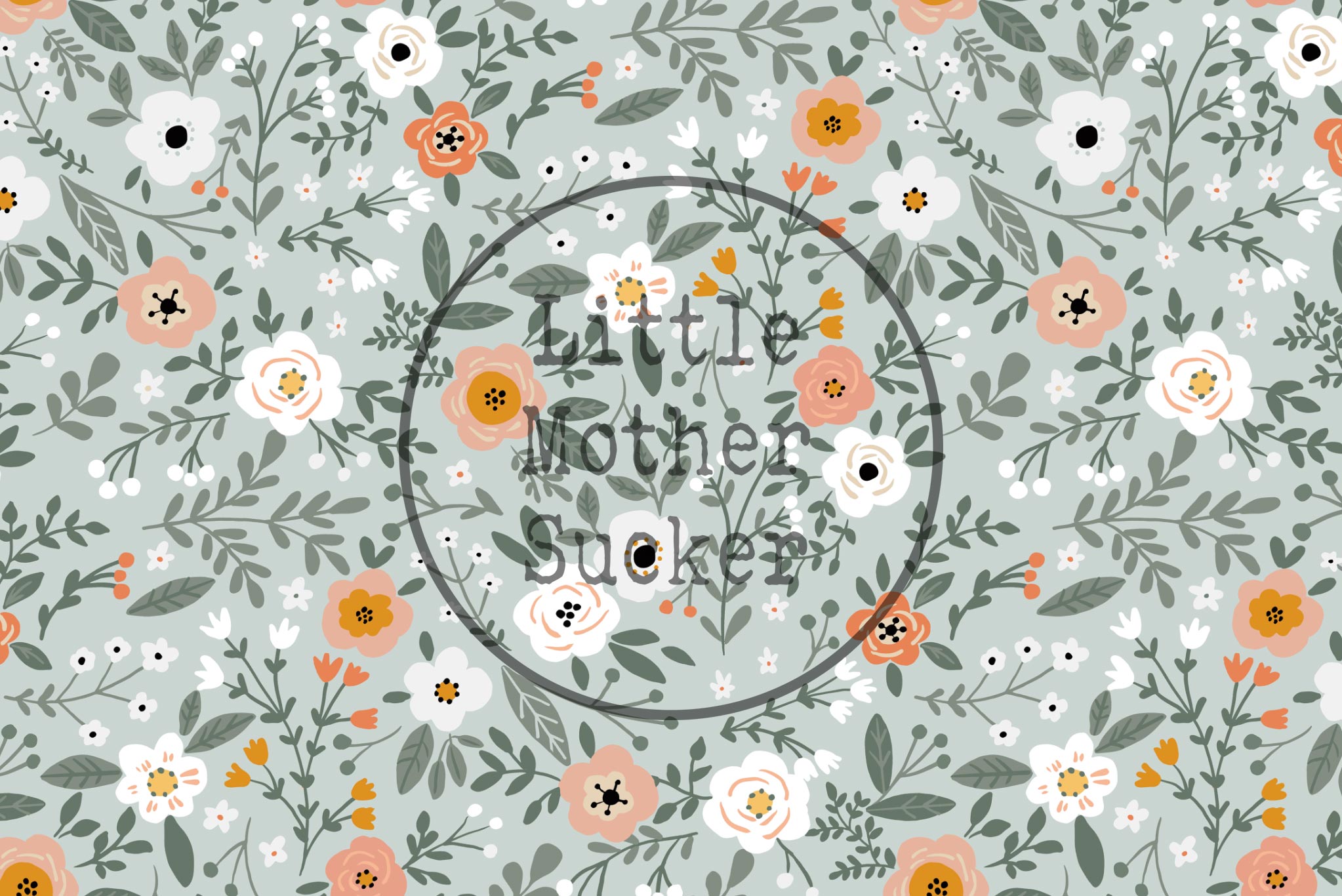 French Terry "Modern Roses" mint 0,5 m