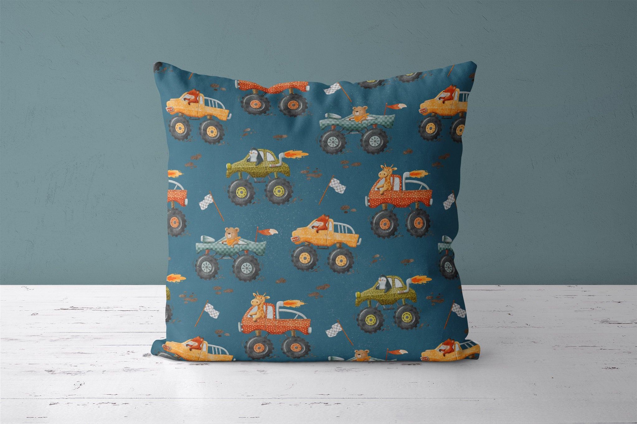 Kissenbezug "Monstertrucks" blue